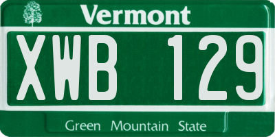 VT license plate XWB129