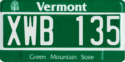 VT license plate XWB135