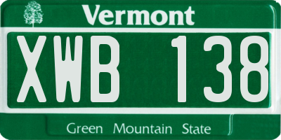 VT license plate XWB138