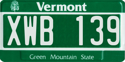 VT license plate XWB139