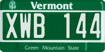 VT license plate XWB144