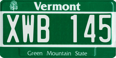 VT license plate XWB145