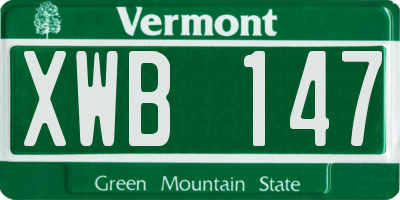 VT license plate XWB147