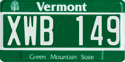 VT license plate XWB149
