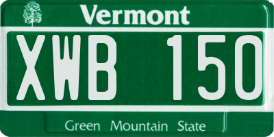 VT license plate XWB150