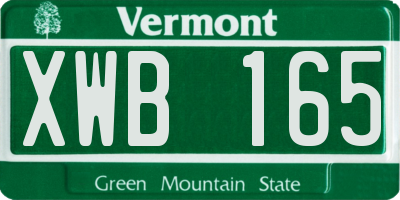 VT license plate XWB165