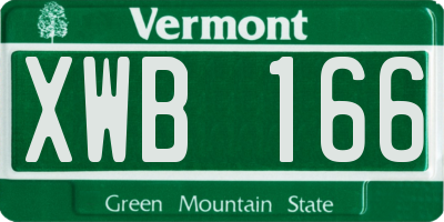 VT license plate XWB166