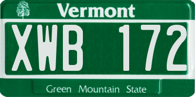VT license plate XWB172