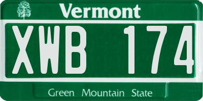 VT license plate XWB174