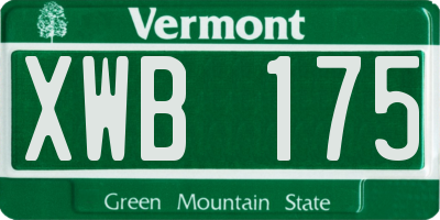 VT license plate XWB175