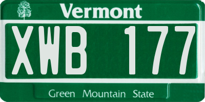 VT license plate XWB177