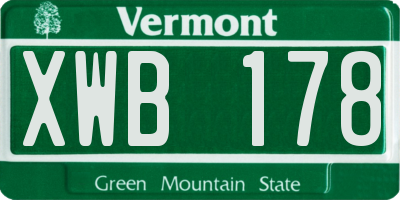 VT license plate XWB178