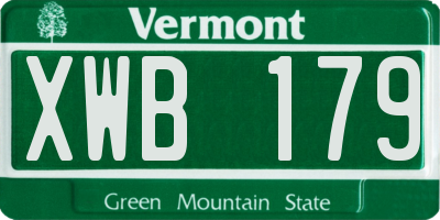 VT license plate XWB179