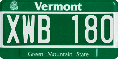 VT license plate XWB180