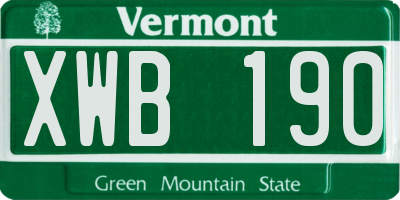 VT license plate XWB190