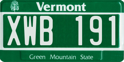 VT license plate XWB191