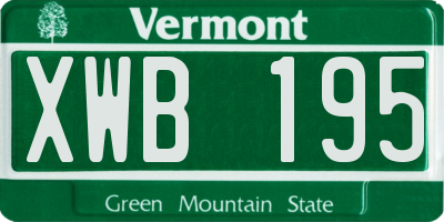 VT license plate XWB195