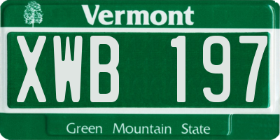 VT license plate XWB197