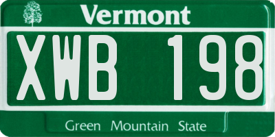 VT license plate XWB198