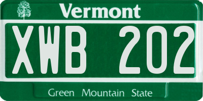 VT license plate XWB202
