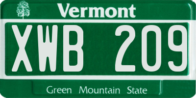 VT license plate XWB209