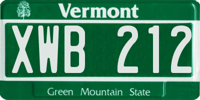 VT license plate XWB212