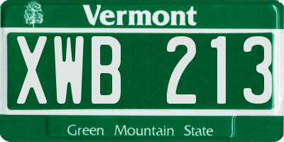 VT license plate XWB213