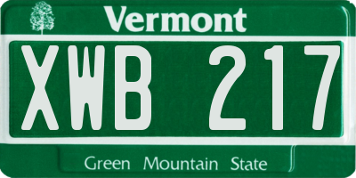 VT license plate XWB217