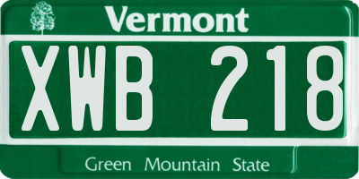 VT license plate XWB218