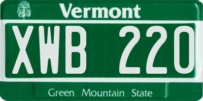 VT license plate XWB220