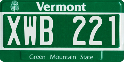 VT license plate XWB221