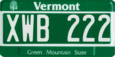 VT license plate XWB222