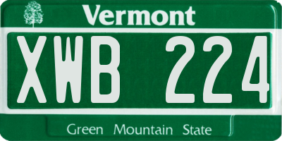 VT license plate XWB224