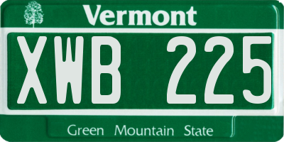 VT license plate XWB225