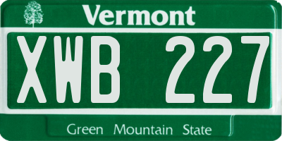 VT license plate XWB227