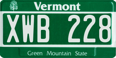 VT license plate XWB228