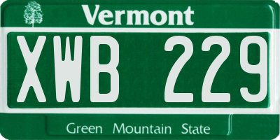 VT license plate XWB229