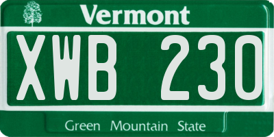 VT license plate XWB230