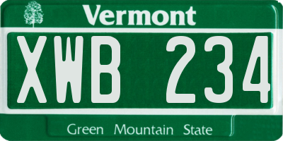 VT license plate XWB234