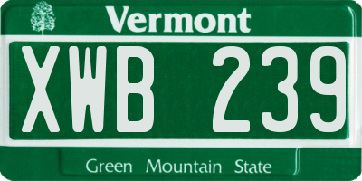 VT license plate XWB239