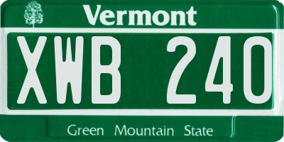 VT license plate XWB240