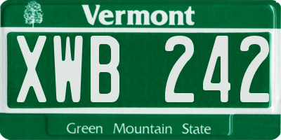 VT license plate XWB242