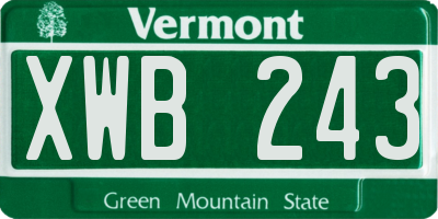VT license plate XWB243