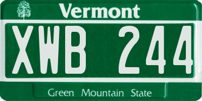 VT license plate XWB244