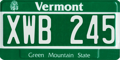 VT license plate XWB245