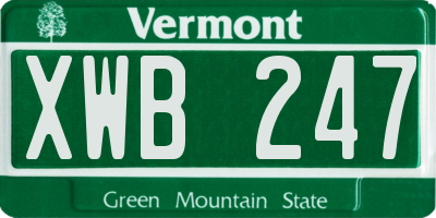VT license plate XWB247