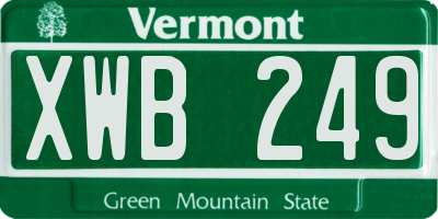 VT license plate XWB249