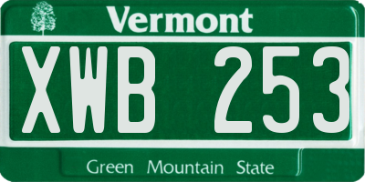 VT license plate XWB253