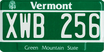 VT license plate XWB256