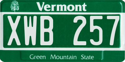 VT license plate XWB257
